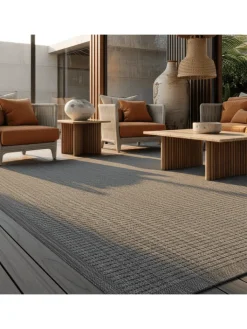 KADIMA DESIGN Outdoorteppiche<Teppich Outdoor Flachgewebe Uni-Farbe Polypropylen Balkon in Schwarz