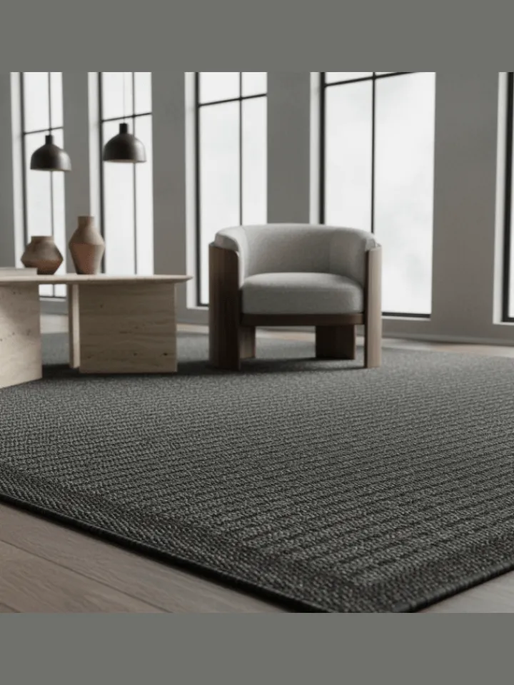 KADIMA DESIGN Outdoorteppiche<Teppich Outdoor Flachgewebe Uni-Farbe Polypropylen Balkon in Schwarz