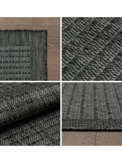 KADIMA DESIGN Outdoorteppiche<Teppich Outdoor Flachgewebe Uni-Farbe Polypropylen Balkon in Schwarz