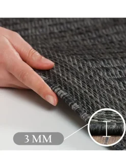 KADIMA DESIGN Outdoorteppiche<Teppich Outdoor Flachgewebe Uni-Farbe Polypropylen Balkon in Schwarz