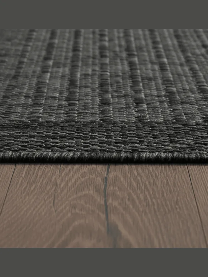 KADIMA DESIGN Outdoorteppiche<Teppich Outdoor Flachgewebe Uni-Farbe Polypropylen Balkon in Schwarz