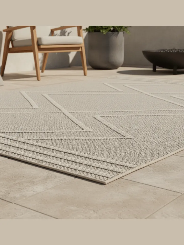 KADIMA DESIGN Outdoorteppiche<Teppich Outdoor Flachgewebe Boho-Muster Polypropylen Küche in Beige