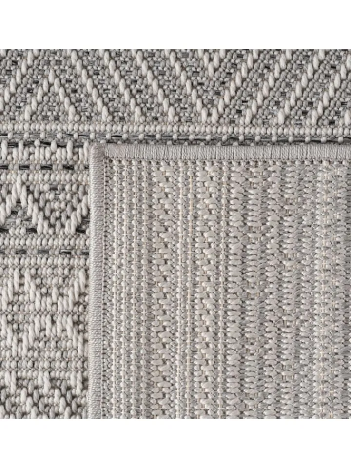 KADIMA DESIGN Outdoorteppiche<Teppich Outdoor Flachgewebe Ethno Muster Polypropylen Balkon in Grau