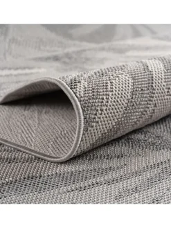 KADIMA DESIGN Outdoorteppiche<Teppich Outdoor Flachgewebe Ethno Muster Polypropylen Balkon in Grau