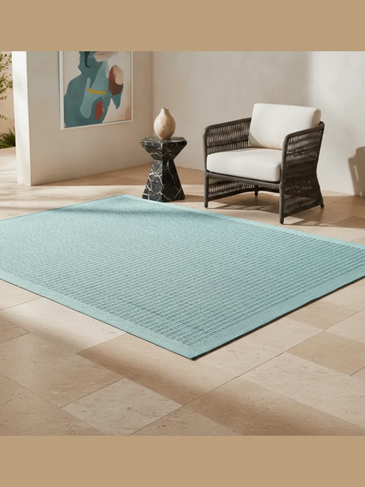 KADIMA DESIGN Outdoorteppiche<Teppich Outdoor Flachgewebe Uni-Farbe Polypropylen Balkon in Blau