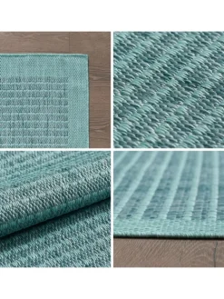 KADIMA DESIGN Outdoorteppiche<Teppich Outdoor Flachgewebe Uni-Farbe Polypropylen Balkon in Blau