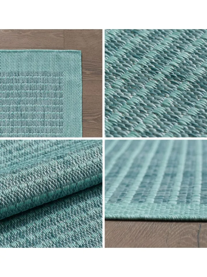 KADIMA DESIGN Outdoorteppiche<Teppich Outdoor Flachgewebe Uni-Farbe Polypropylen Balkon in Blau