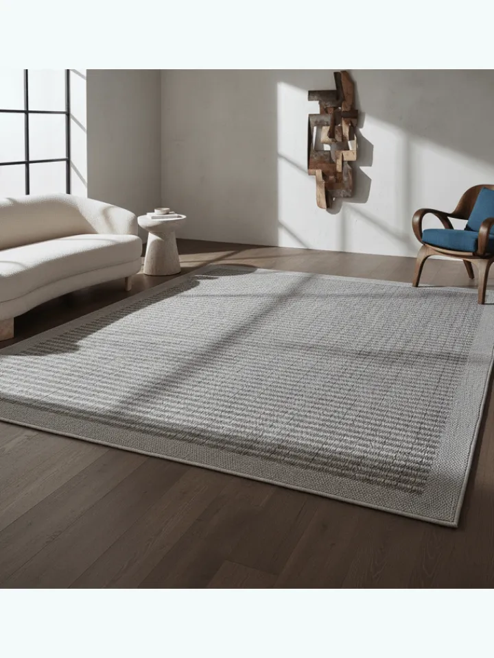 KADIMA DESIGN Outdoorteppiche<Teppich Outdoor Flachgewebe Uni-Farbe Polypropylen Balkon in Grau