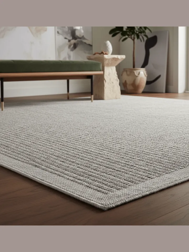 KADIMA DESIGN Outdoorteppiche<Teppich Outdoor Flachgewebe Uni-Farbe Polypropylen Balkon in Grau