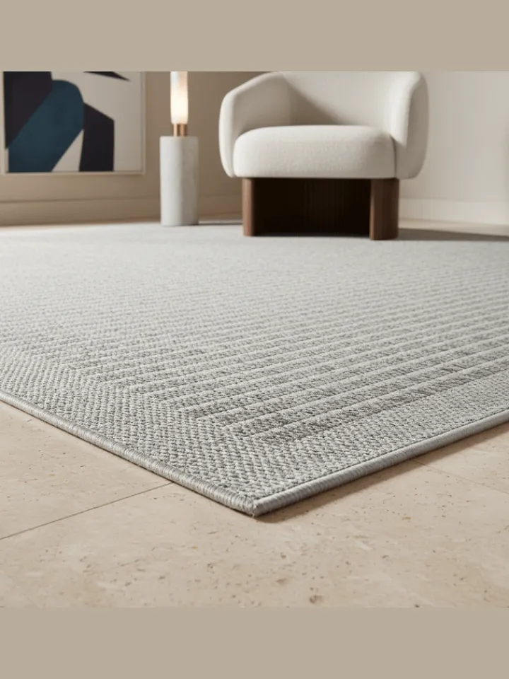 KADIMA DESIGN Outdoorteppiche<Teppich Outdoor Flachgewebe Uni-Farbe Polypropylen Balkon in Grau