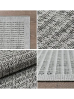 KADIMA DESIGN Outdoorteppiche<Teppich Outdoor Flachgewebe Uni-Farbe Polypropylen Balkon in Grau