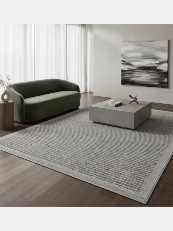 KADIMA DESIGN Outdoorteppiche<Teppich Outdoor Flachgewebe Uni-Farbe Polypropylen Balkon in Grau