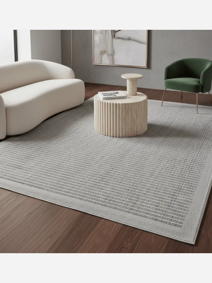 KADIMA DESIGN Outdoorteppiche<Teppich Outdoor Flachgewebe Uni-Farbe Polypropylen Balkon in Grau