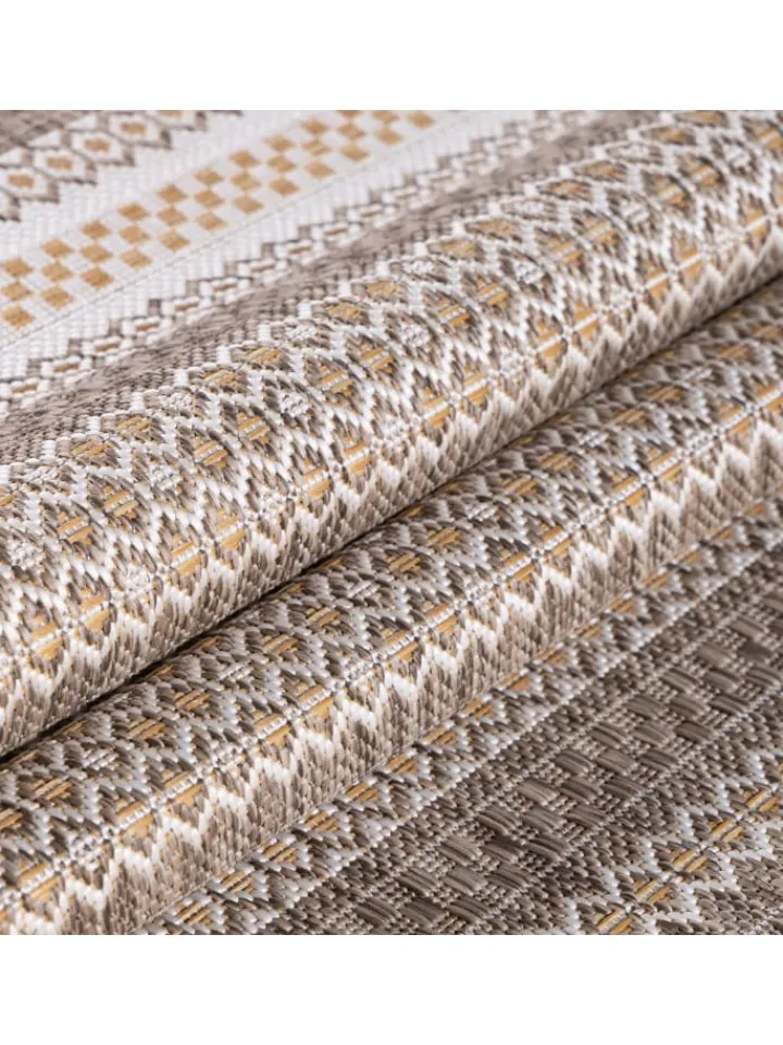 KADIMA DESIGN Outdoorteppiche<Teppich Outdoor Flachgewebe Vintage-Look Polypropylen Balkon in Beige