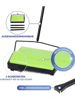 Wenko Putz- & Waschutensilien<Teppichkehrer in Grün/ Schwarz - (B)28 x (H)105 x (T)19 cm
