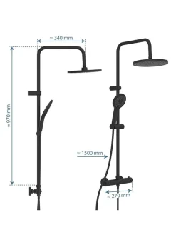 Schütte Badaccessoires<Thermostat-Überkopfbrause-Set ''Adria'' in Schwarz