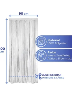 Wenko Gardinen, Jalousien & Rollos<Thermo-Türvorhang in Schwarz/ Silber - (L)200 x (B)90 cm