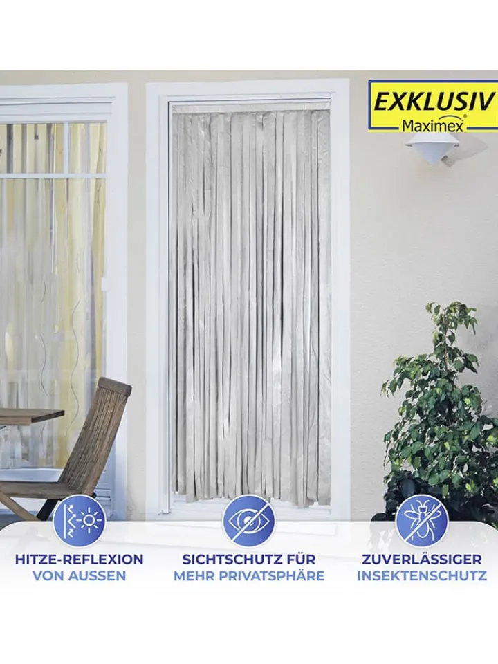 Wenko Gardinen, Jalousien & Rollos<Thermo-Türvorhang in Schwarz/ Silber - (L)200 x (B)90 cm