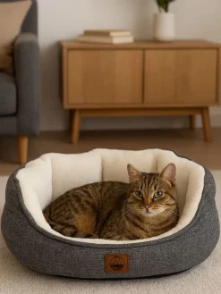 Paws&Whiskers Katzen<Tierbett ''Coco'' in Grau/ Creme
