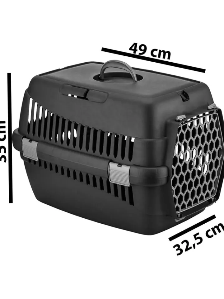 Paws&Whiskers Katzen<Tier-Transportbox in Schwarz/ Rot - (B)49 x (H)35 x (T)32,5 cm