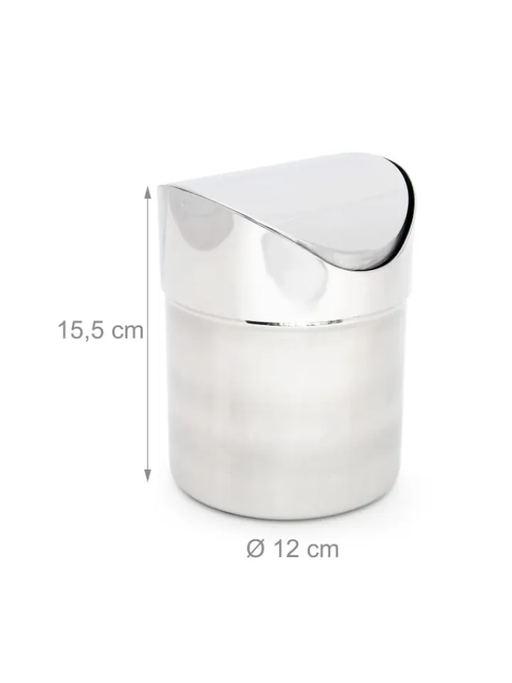 relaxdays Mülleimer<Tischabfallbehälter in Silber - (H)15,5 x Ø12 cm