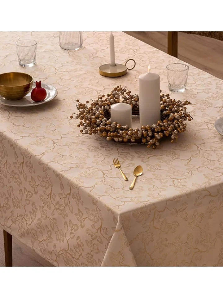 Mint Rugs Küchentextilien<Tischdecke "Christmas Branches" in Creme/ Gold