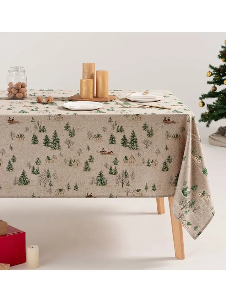 GAMUSI Küchentextilien<Tischdecke "Glint" in Creme/ Grün