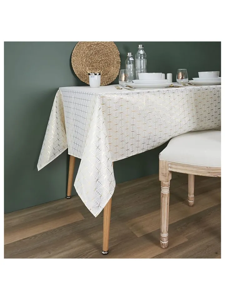 every ware Tisch- & Küchentextilien|Küchentextilien<Tischdecke in Weiß/ Gold - (L)250 x (B)140 cm