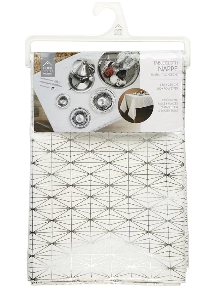 every ware Tisch- & Küchentextilien|Küchentextilien<Tischdecke in Weiß/ Silber - (L)250 x (B)140 cm