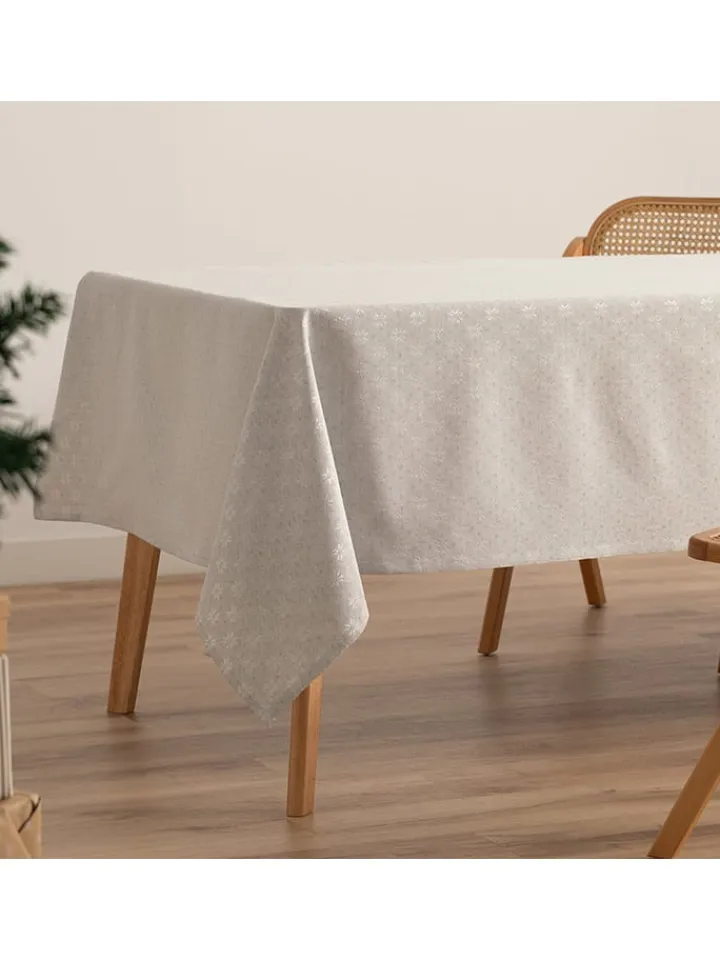 GAMUSI Küchentextilien|Tisch- & Küchentextilien<Tischdecke "Merry Christmas" in Hellgrau/ Silber