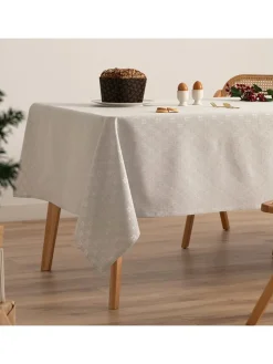 GAMUSI Küchentextilien|Tisch- & Küchentextilien<Tischdecke "Merry Christmas" in Hellgrau/ Silber