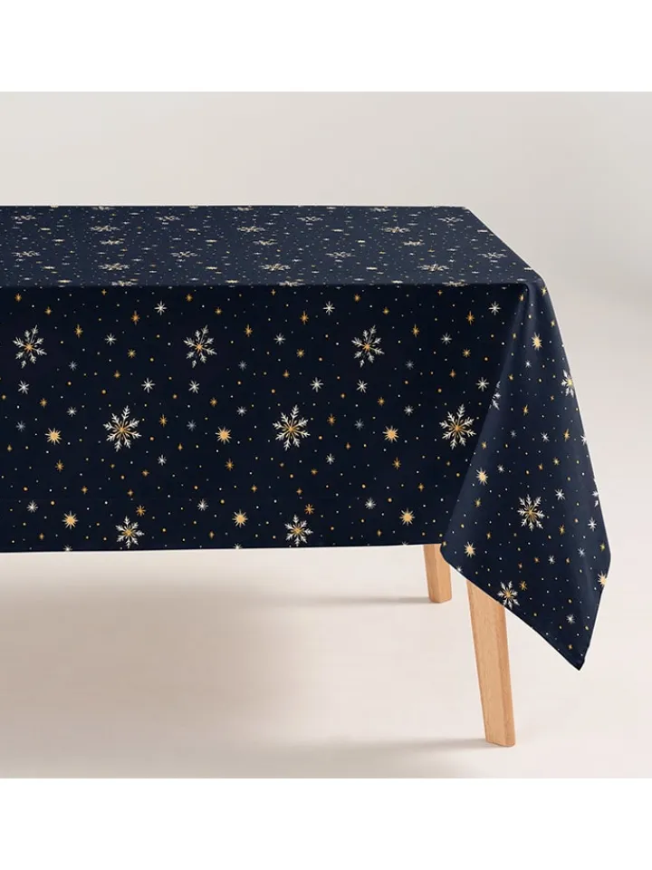 GAMUSI Küchentextilien<Tischdecke "Snerry" in Dunkelblau/ Gold