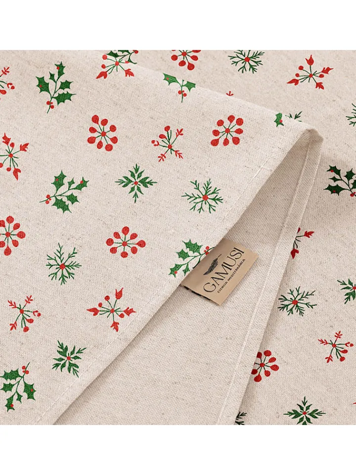 GAMUSI Küchentextilien<Tischdecke "Velno" in Creme/ Rot/ Grün