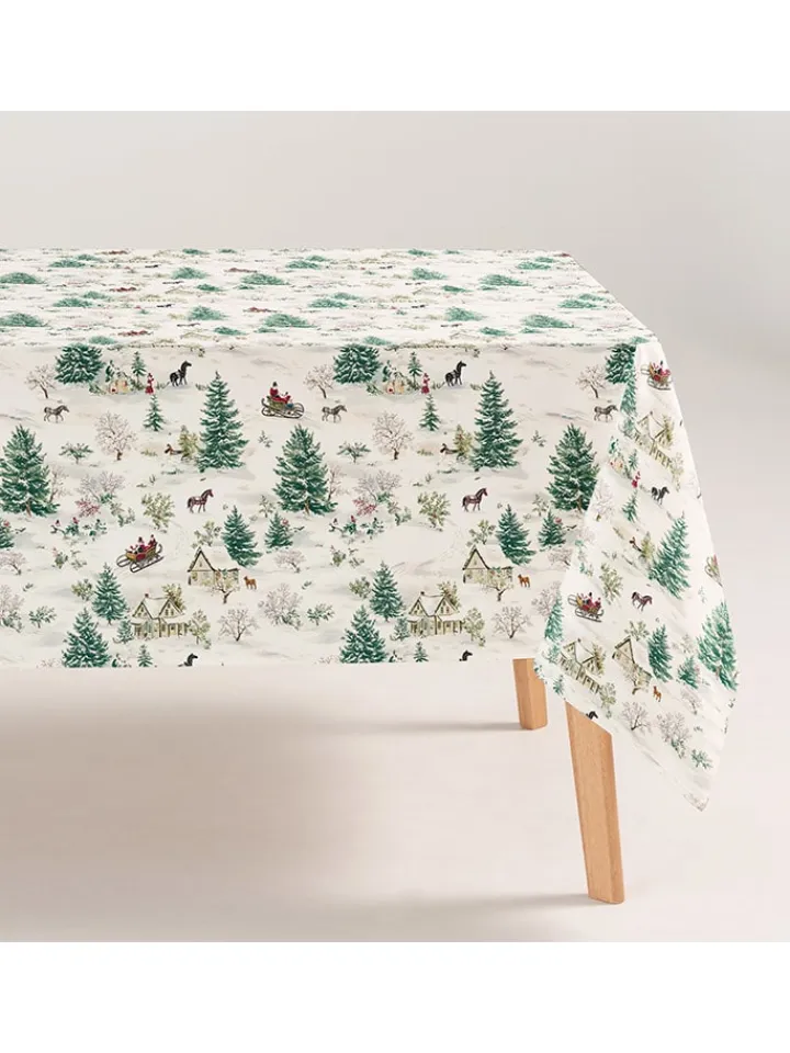 GAMUSI Küchentextilien<Tischdecke "Yulvin" in Weiß/ Grün/ Hellbraun