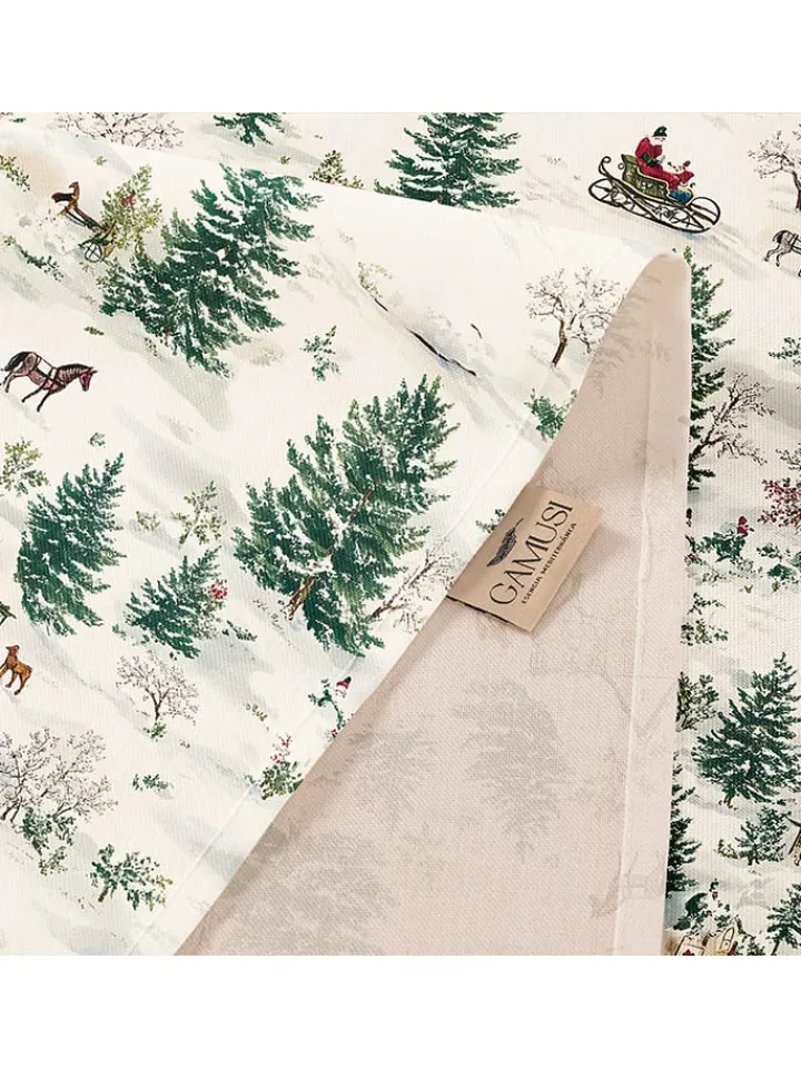 GAMUSI Küchentextilien<Tischdecke "Yulvin" in Weiß/ Grün/ Hellbraun