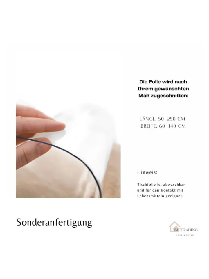 COFI 1453 Tisch- & Küchentextilien<Tischfolie 1,7mm Tischdecke Tischschutz PVC klar abwaschbar in Transparent