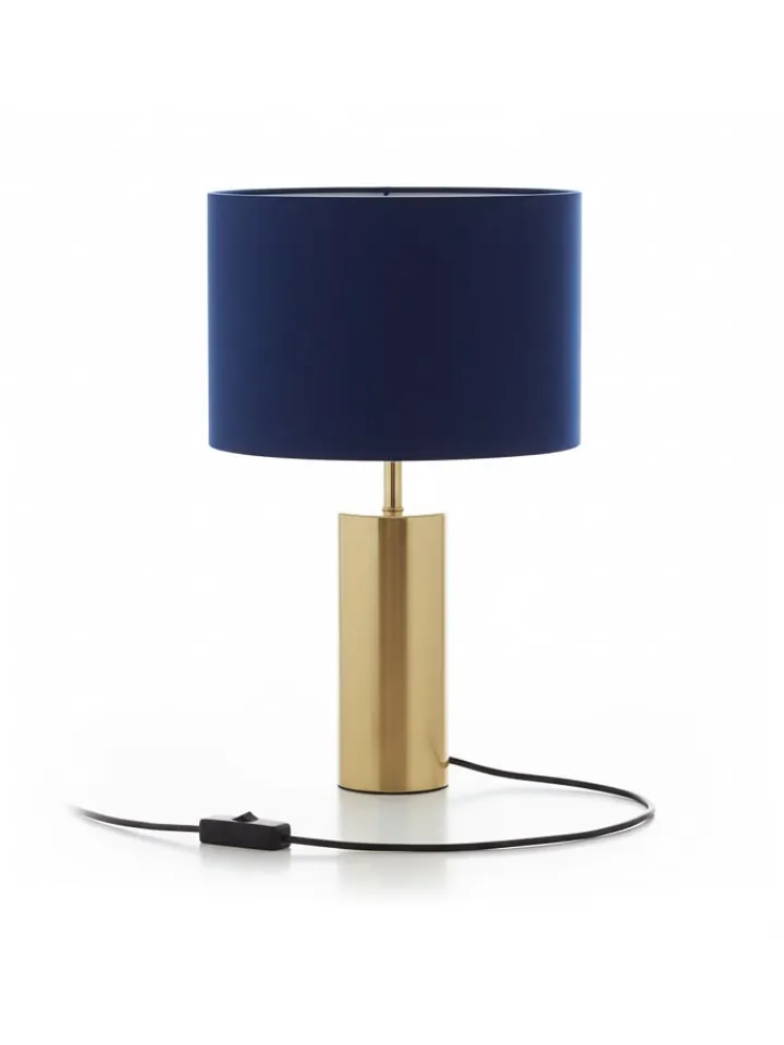 relaxdays Tischleuchten<Tischlampe in Dunkelblau/ Gold - (H)51 x Ø 32 cm