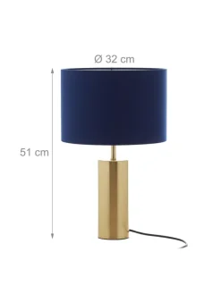 relaxdays Tischleuchten<Tischlampe in Dunkelblau/ Gold - (H)51 x Ø 32 cm