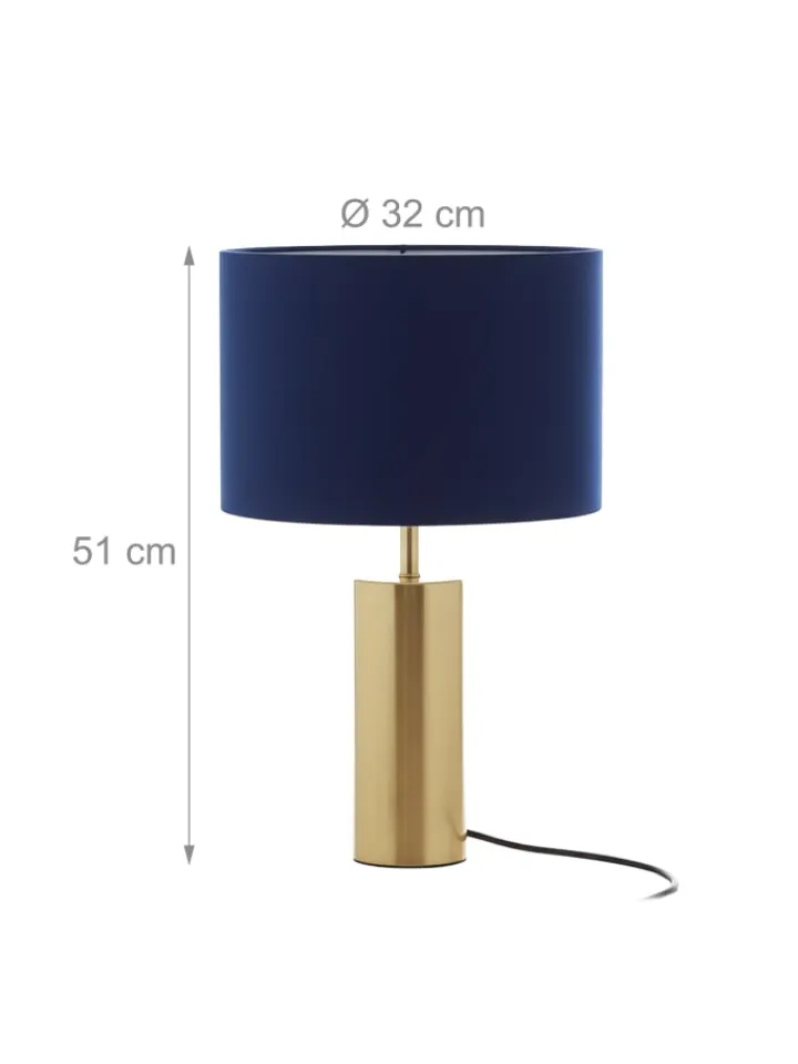 relaxdays Tischleuchten<Tischlampe in Dunkelblau/ Gold - (H)51 x Ø 32 cm