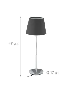 relaxdays Tischleuchten<Tischlampe in Grau/ Silber - (H)47 x Ø 17 cm