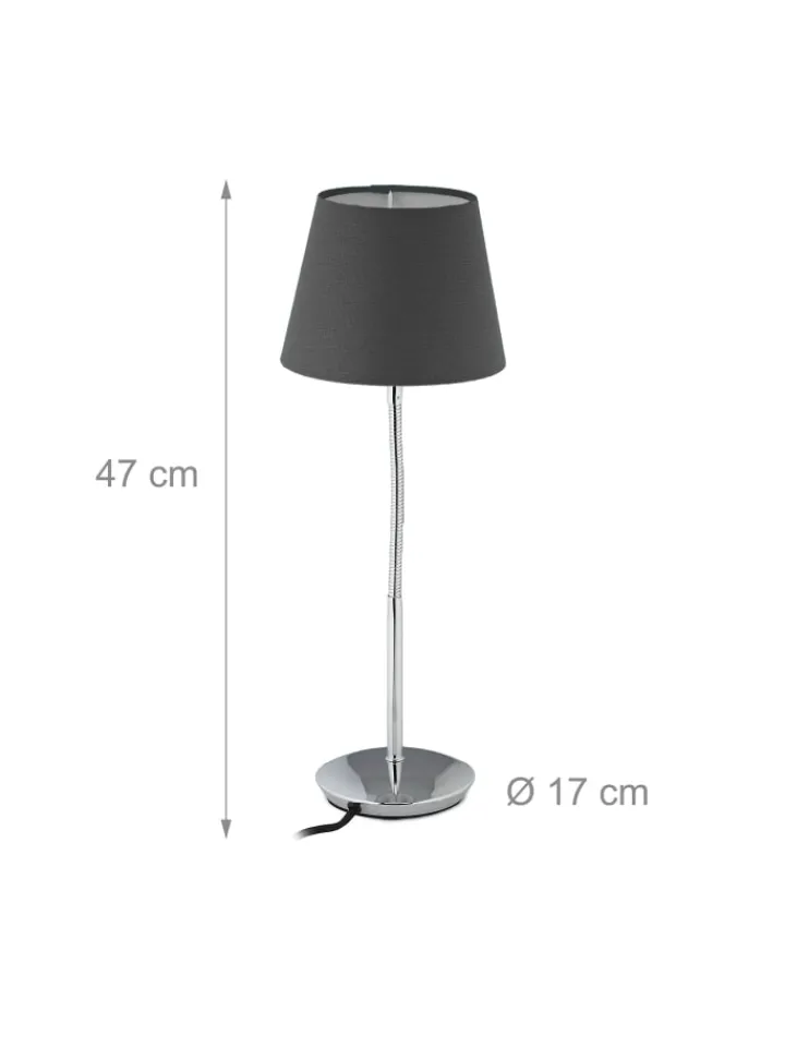 relaxdays Tischleuchten<Tischlampe in Grau/ Silber - (H)47 x Ø 17 cm