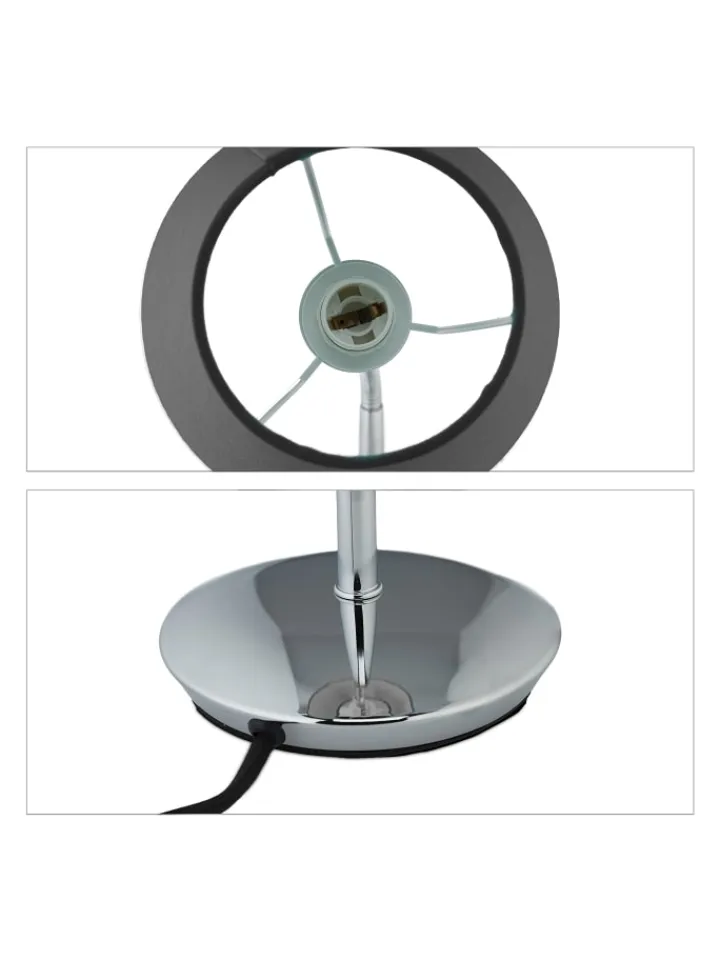 relaxdays Tischleuchten<Tischlampe in Grau/ Silber - (H)47 x Ø 17 cm