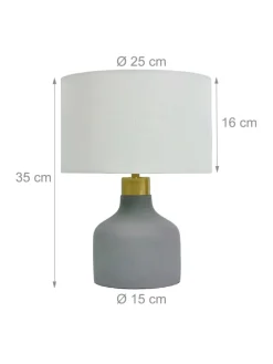 relaxdays Tischleuchten<Tischlampe in Grau/ Weiß - (H)35 x Ø 25 cm