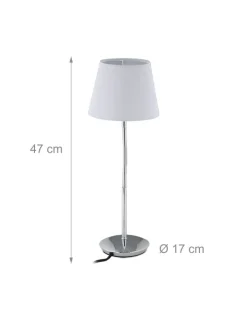 relaxdays Tischleuchten<Tischlampe in Weiß/ Silber - (H)47 x Ø 17 cm