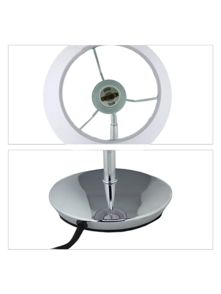 relaxdays Tischleuchten<Tischlampe in Weiß/ Silber - (H)47 x Ø 17 cm