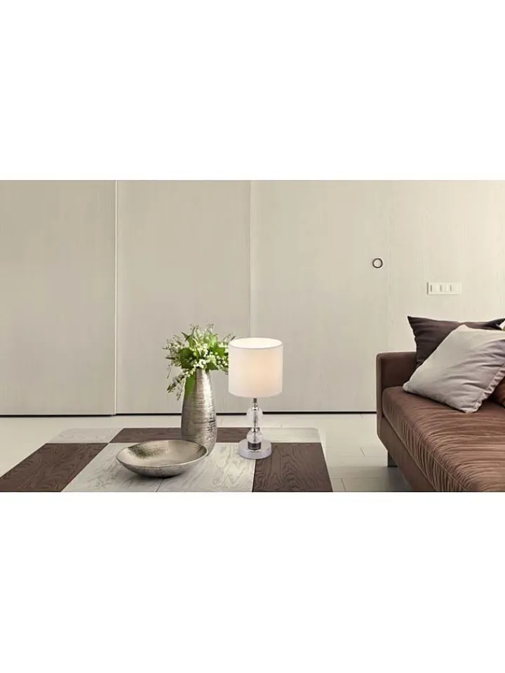Globo lighting Tischleuchten<Tischleuchte "Bronn" in Silber/ Weiß - (H)47 x Ø 21 cm