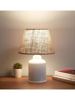 ABERTO DESIGN Tischleuchten<Tischleuchte in Hellbraun/ Weiß - (H)31 x Ø 22 cm