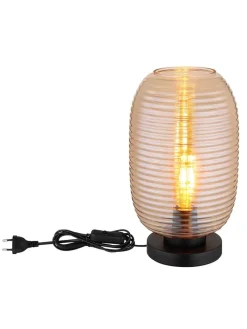 Globo lighting Tischleuchten<Tischleuchte "Jefrey" in Schwarz/ Beige - (H)34,5 x Ø 20 cm