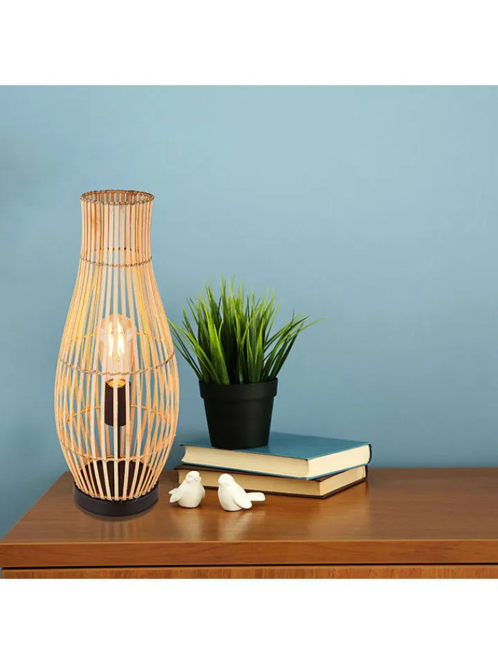 Globo lighting Tischleuchten<Tischleuchte "Laglio" in Hellbraun/ Schwarz - (H)47,5 x Ø 19,5 cm