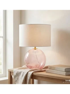home24 Tischleuchten<Tischleuchte LUMENZA in Pink / Weiß